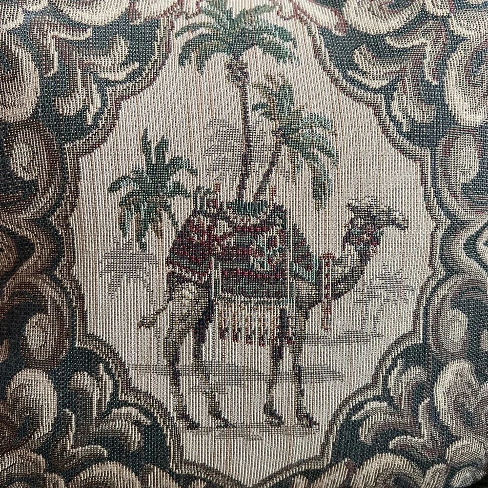 Vintage Tapestry Throw Pillow Camel & Palm Boho Global Decor Cushion